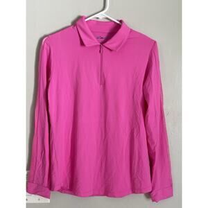 IBKUL UMORFIL Long Sleeve Zip Mock Neck SPF 50+ Hot Pink Sz M